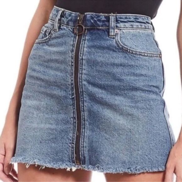 Free People Womens Y2K Denim Mini Skirt Size 28 Jean Coquette Girlie - Picture 6 of 8